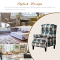 Vintage Armchair Sofa Comfortable Upholstered Leisure Chair Recliner Chair For Living Room Blue Check Blue Fabric 1 Seat