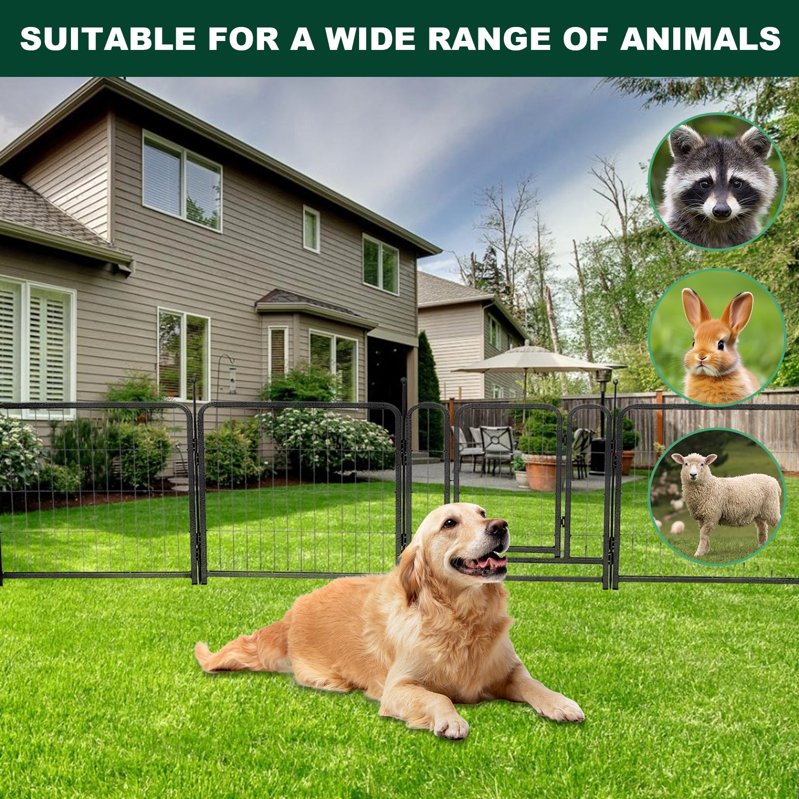 16 Panels Dog Playpen For Outdoor,Yard,Camping,24"Height Dog Fence With 2 Doors. Black Steel