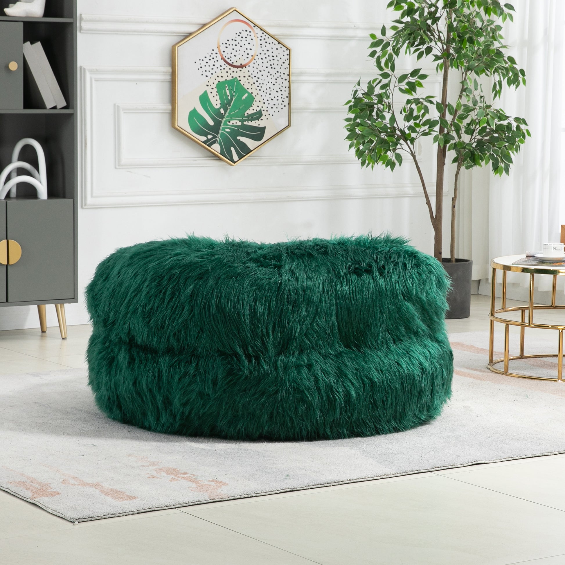 Coolmore Bean Bag Chair, Floor Sofa With Handle,Accent Sofa Chair With Ottoman For Gaming Reading Relaxing Emerald Emerald Foam Plush