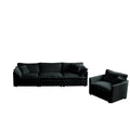 2 Piece Upholstered Sofa, Living Room Sectional Sofa Set Modern Sofa Couches Setdeep Seat Sofa For Living Room Apartment, 1 3 Seat Black Chenille Black Chenille 4 Seat