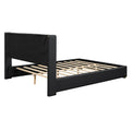 Queen Size Upholstered Platform Bed With Metal Strips, Black Queen Black Pu