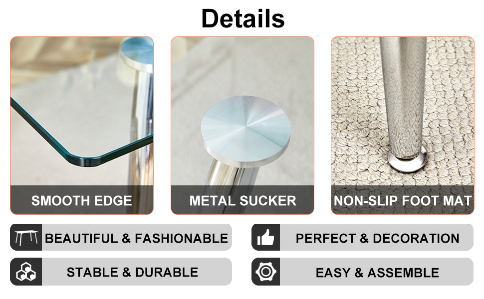 Table And Chair Set.Modern Rectangular Glass Dining Table With A Tempered Glass Tabletop And Silver Metal Legs, Paired With Multiple Chairs Designed With Pu Cushions And Silver Metal Legs. Black Silver Seats 6 Tempered Glass