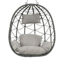Egg Chair With Stand Indoor Outdoor Swing Chair Patio Wicker Hanging Egg Chair Hanging Basket Chair With Stand For Bedroom Living Room Balcony Gray Steel