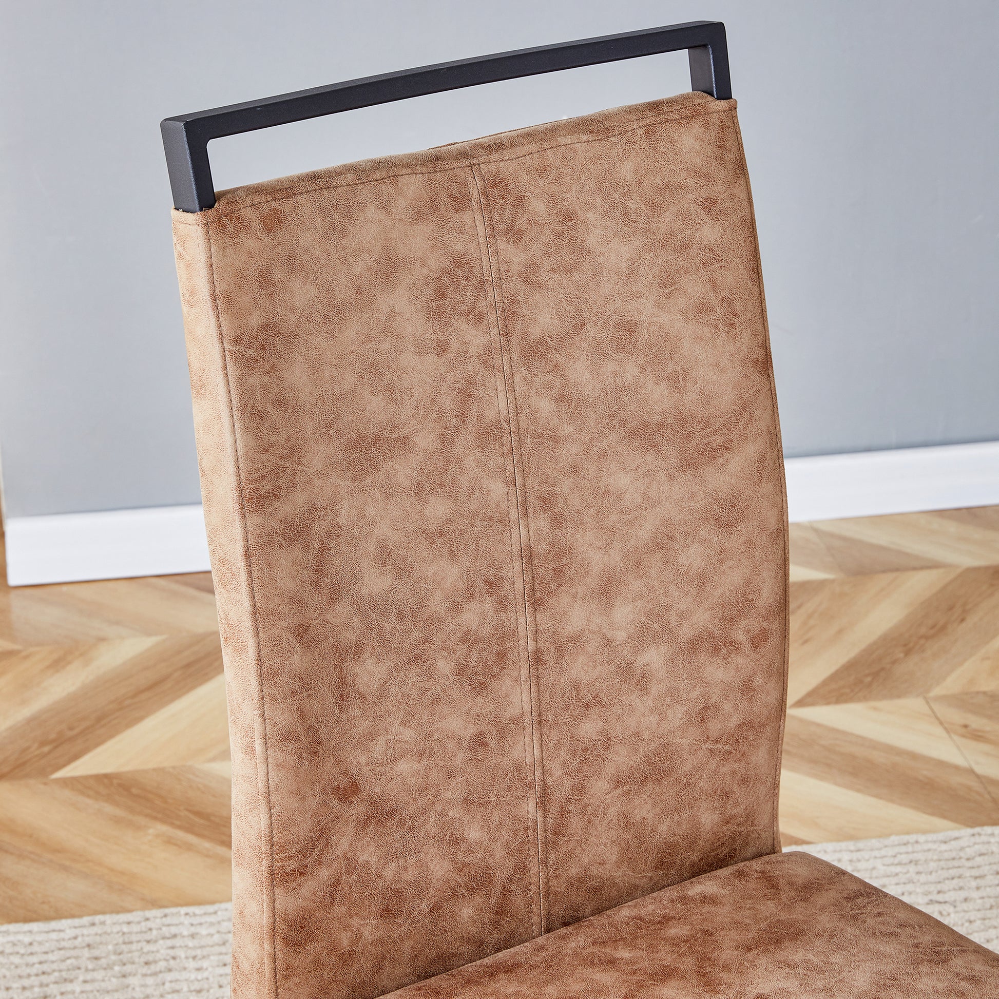 Table And Chair Set. Modern Dining Table With Mdf Top And Beautiful Mdf Legs. Comes With Brown Comfortable Chair With Pu Seat And Metal Legs. Suitable For A Wide Range Of Decorative Styles. Brown,Wood Seats 4 Mdf