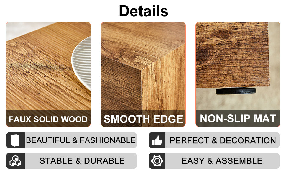 Compact Mdf Coffee Table: 11.8X11.8X19.6 Inches, Stylish Texture Design Wood Mdf