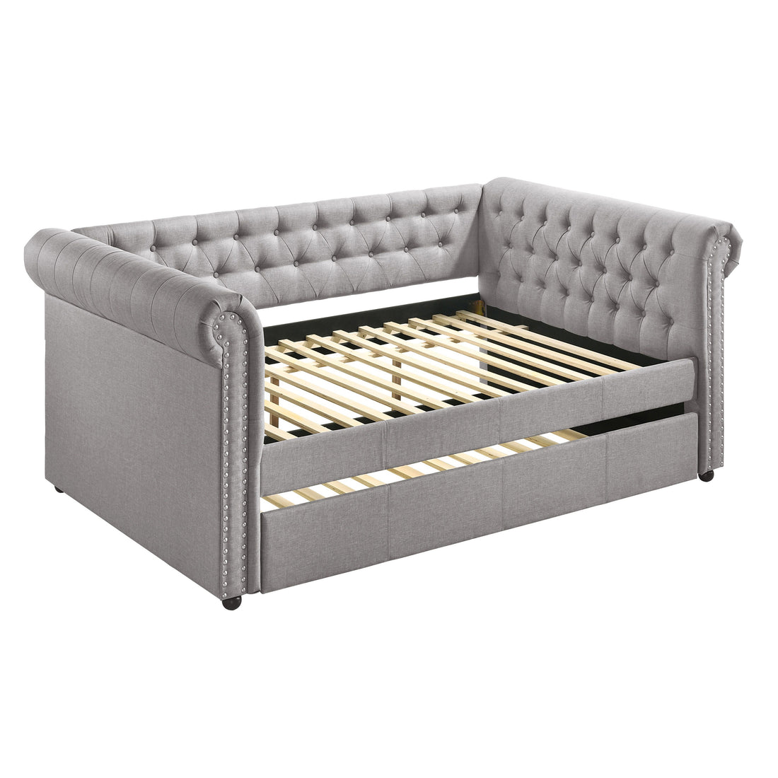 Smoke Grey Twin Daybed With Trim Twin Smoke Grey Wood Bedroom Rubberwood Wood Fabric