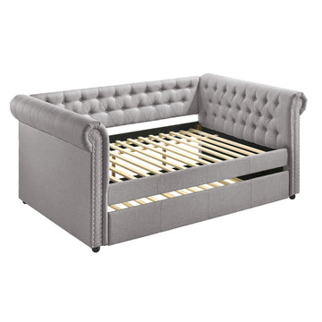 Smoke Grey Twin Daybed With Trim Twin Smoke Grey Wood Bedroom Rubberwood Wood Fabric