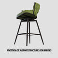 Bar Chair Linen Woven Bar Stool Set Of 4, Black Legs Barstools No Adjustable Kitchen Island Chairs,360 Swivel Bar Stools Upholstered Bar Chair Counter Stool Arm Chairs With Back Footrest, Green Green Foam Linen