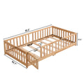Queen Size Floor Bed With Door, Solid Wood Platform Bed Frame With Fencesuitable For Childrenpine Woodnatural Queen Natural Wood