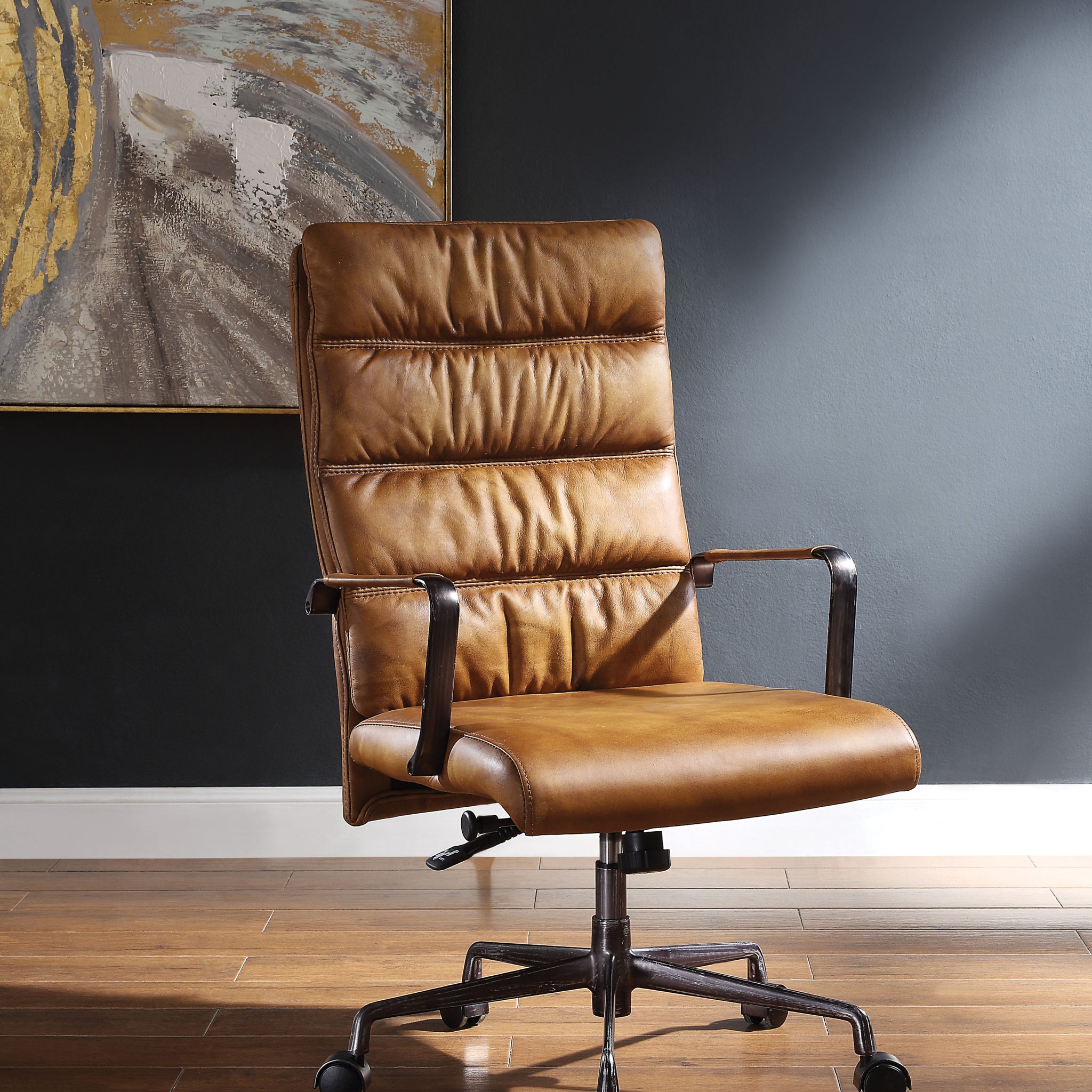 Sahara Office Chair With Swivel Caster Solid Brown Office Office Chairs Solid Back Swivel Genuine Leather