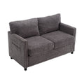 United Modern Chenille Fabric Loveseat, 2 Seat Upholstered Loveseat Sofa Modern Couch Dark Gray Chenille 2 Seat