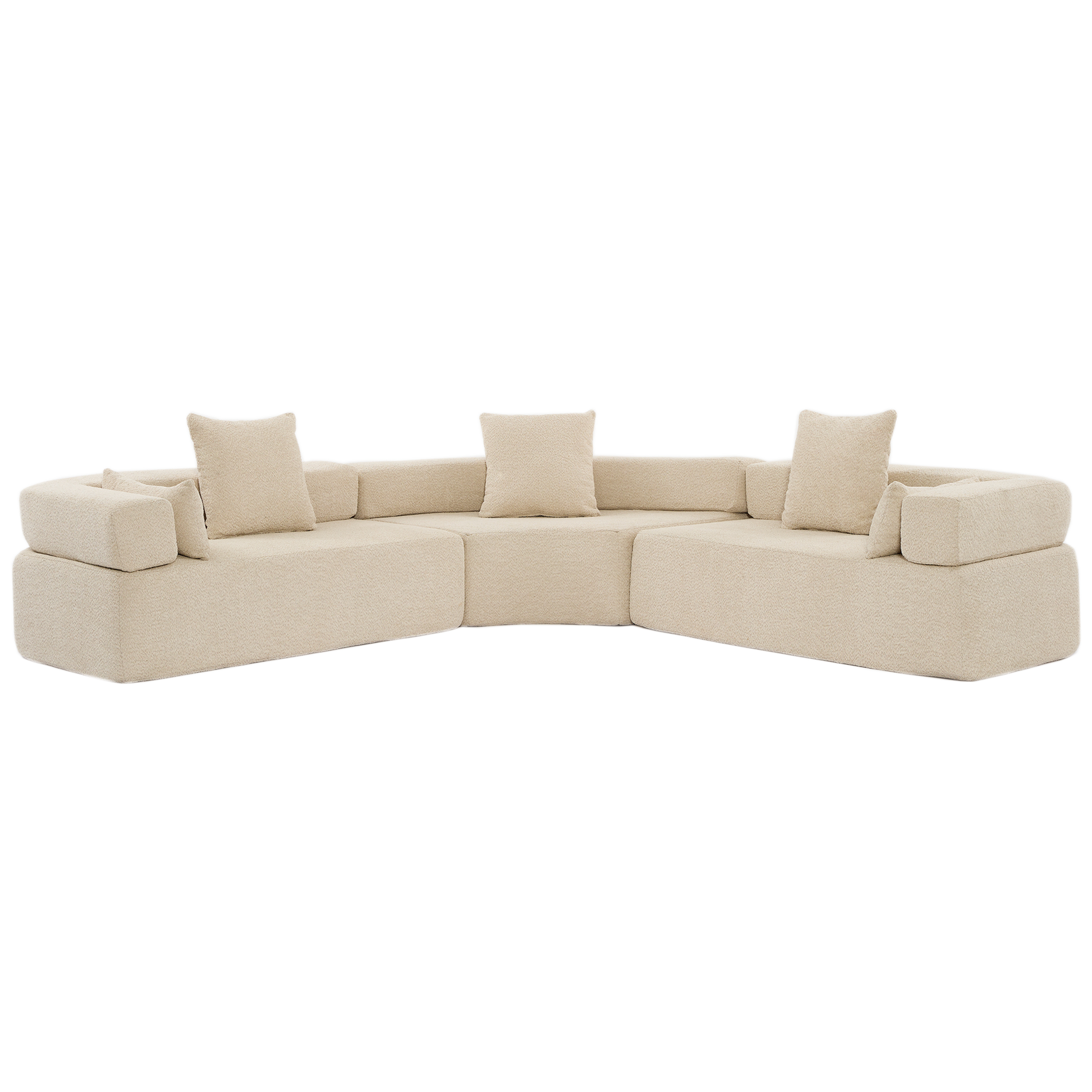 Arrived Oversized Combination Sofa,Curved Sofa,Upholstered 4 Seater Couch For Living Room, Modern Modular 3 Piece Free Combination, Semicircular Modular Sofaboucle, Khaki Khaki Polyester Primary Living Space Soft Tight Back Modern Square Arms Foam