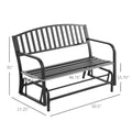 Outsunny Outdoor Glider Bench, Glider Bench For Outside Patio With Armrests, Slatted Seat & Backrest, Loveseat With Power Coated Steel Frame, Black Black Steel