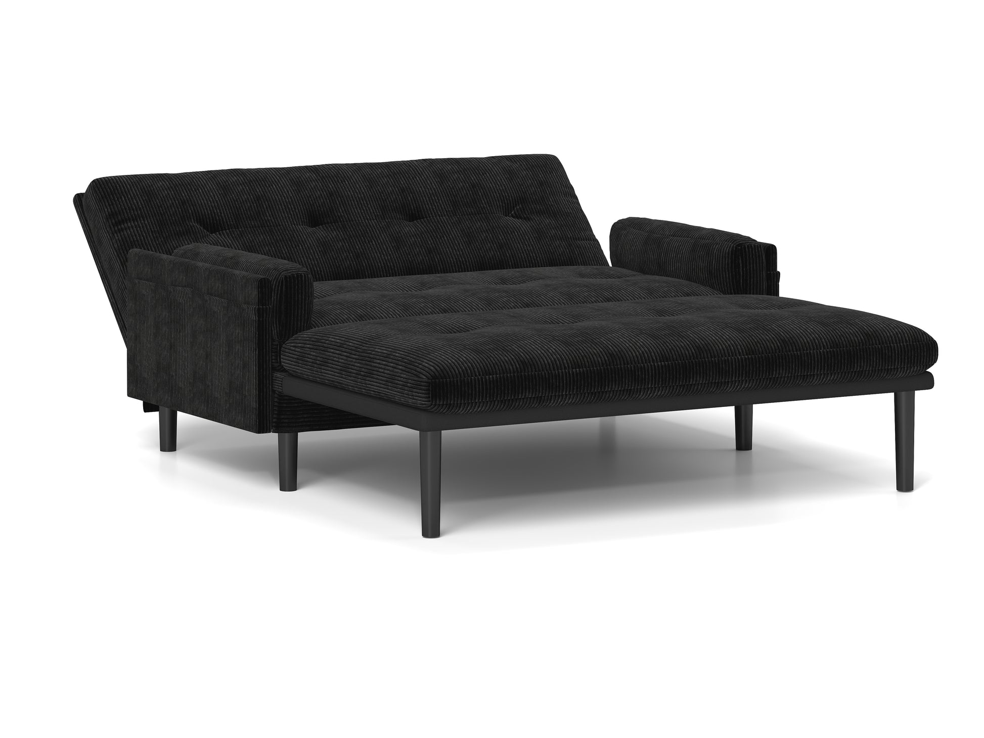 Black 2 Seater Sofa Sleeper With Recline Fuction Black Velvet Metal Primary Living Space Medium Soft Loose Back Pillow Top Arms Foam Fabric Metal 2 Seat