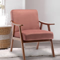 Mid Century Modern Chair, Living Room Chair With Solid Wood Frame, Accent Chair Extra Thick Backrest, Wingback Chair For Bedroom, Reading Room, Living Room, Lounge Chair Indoor Pink Primary Living Space Mid Century Modern Foam Velvet