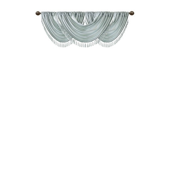 Faux Silk Waterfall Embellished Valance Dusty Aqua 38X46" Dusty Aqua Polyester