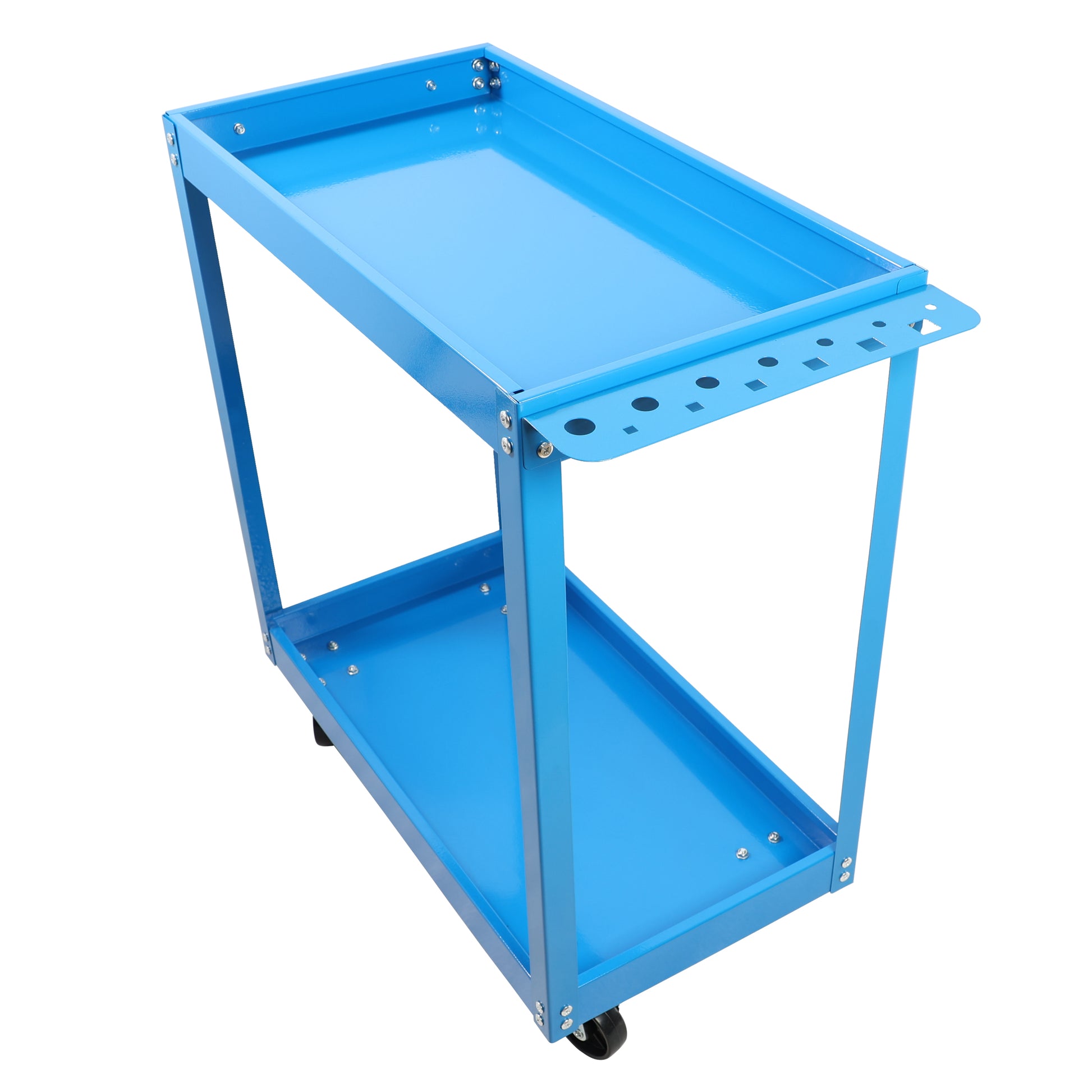 Tool Cart On Wheels, Heavy Duty Steel Utility Cart W Lockable Wheels, 400 Lbs Capacity Industrial Service Cart For Garage, Warehouse, Workshop Two Layer Bright Blue Blue Abs Steel Q235