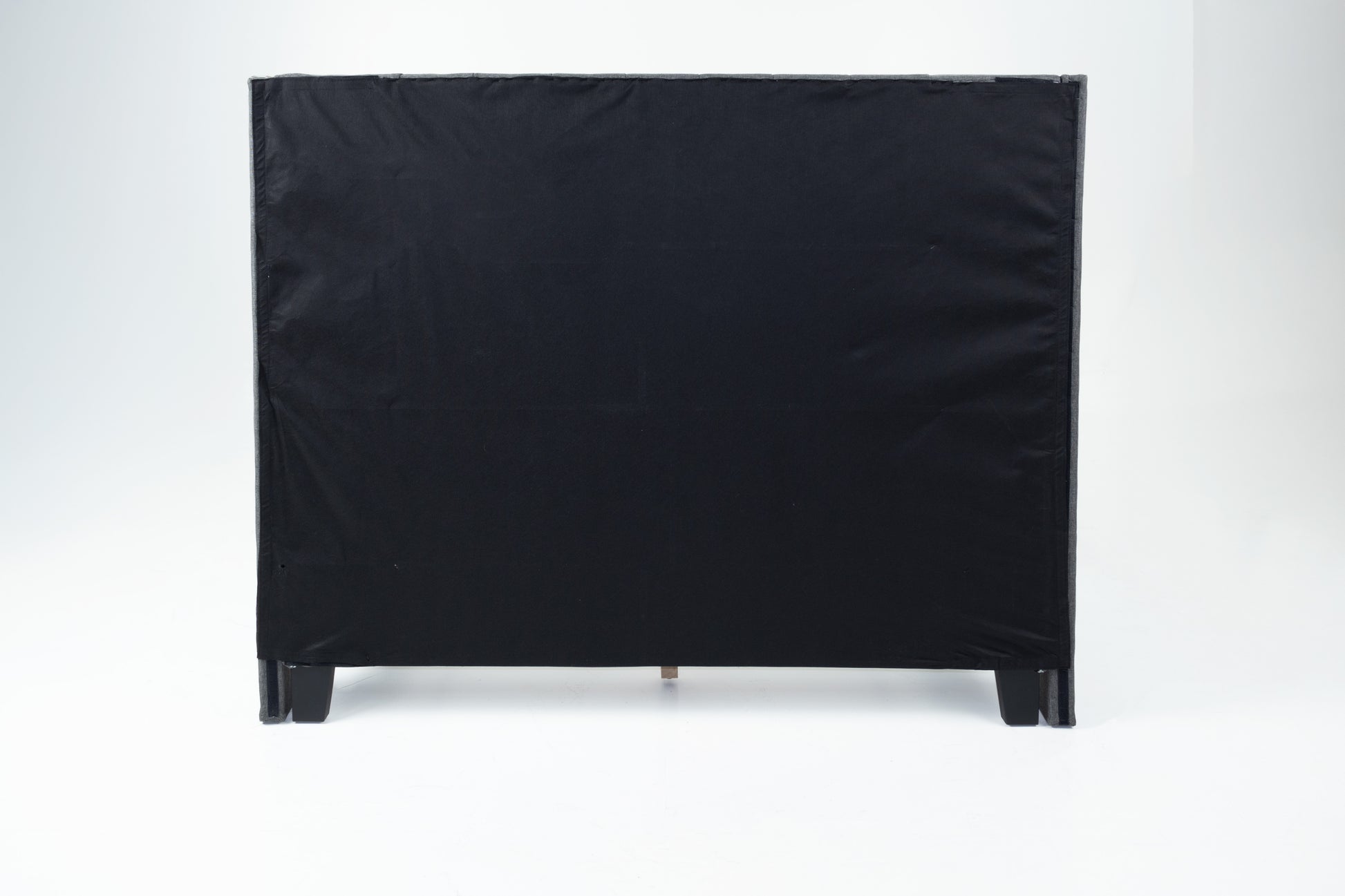 Queen Bed In Blue Gray Box Spring Not Required Queen Gray Fabric