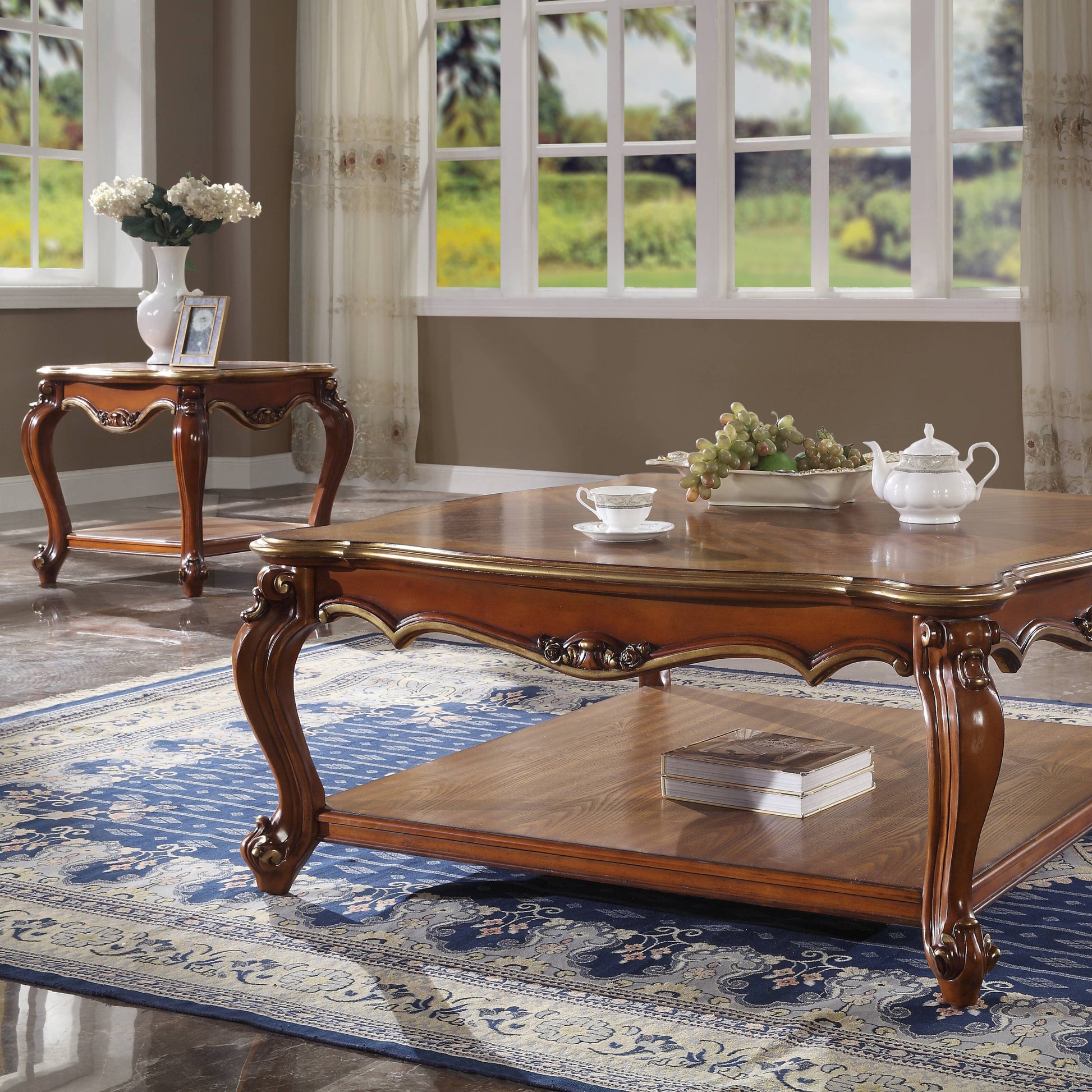 Honey Oak End Table With Bottom Shelf Honey Primary Living Space Shelves Square Wood