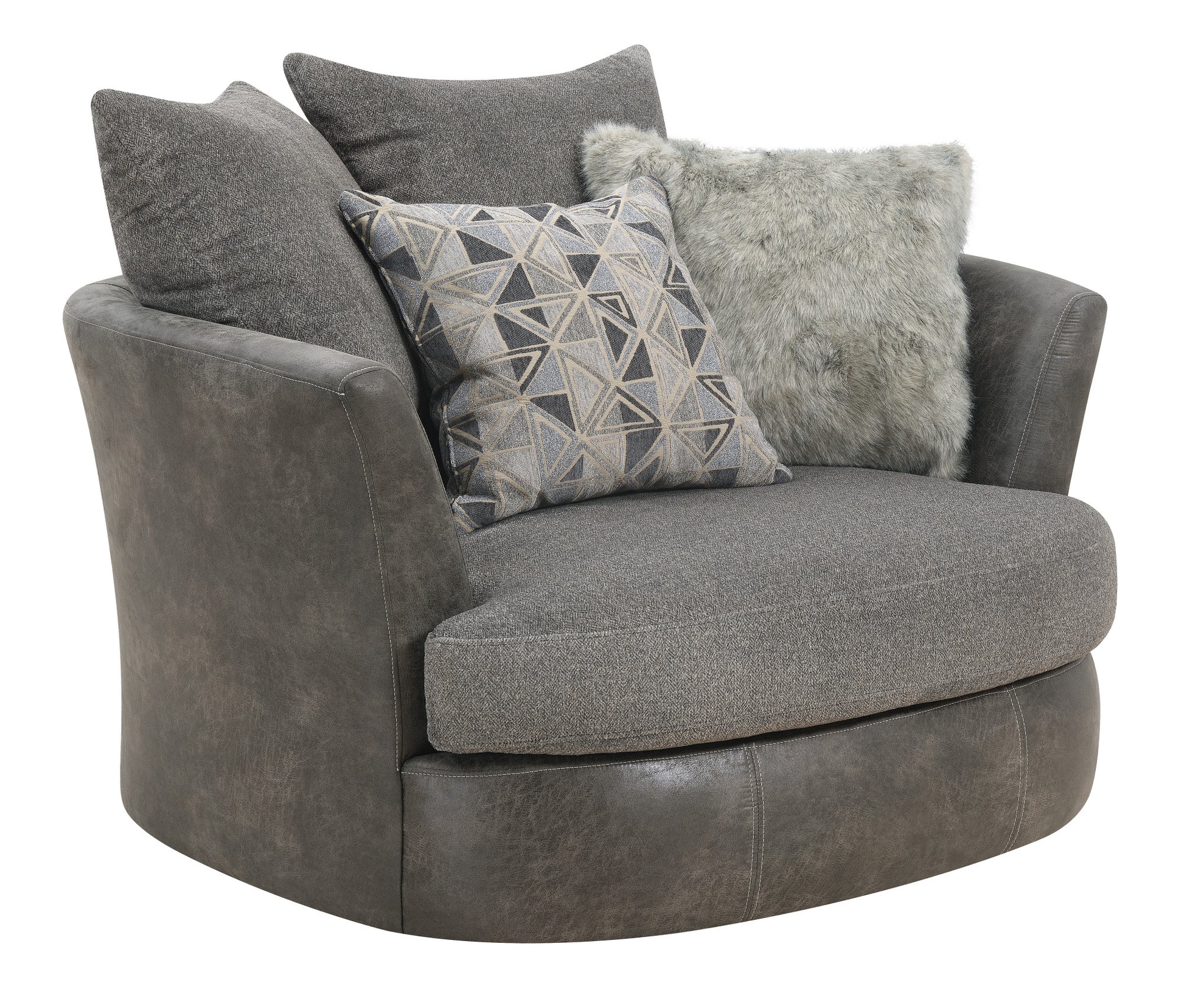 Grennburg Gray Swivel Accent Chair Gray Foam Engineered Wood