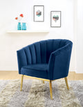Midnight Blue And Gold Tufted Accent Chair Blue Gold Primary Living Space Wood Fabric