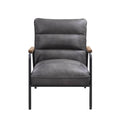 Grey And Matt Iron Accent Chair With Metal Leg Grey Primary Living Space Genuine Leather