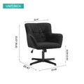 Modern Velvet Desk Chair Swirl Office Chair No Wheels Comfy Computer Task Chair Metal Legs Upholstered Accent Arm Chair For Living Room Bedroom Small Spaces Home Office, Black Black Bedroom Foam Velvet