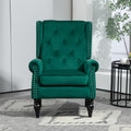 Coolmore Wood Frame Armchair, Modern Accent Chair Lounge Chair With Sturdy Wood Legs For Living Room Bedroom Green Green Primary Living Space Foam Velvet