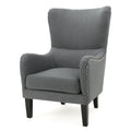 Hi Back Studded Chair,Arm Chair,Living Room, Study And Bedroom Grey Fabric