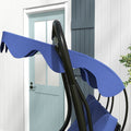Outsunny 2 Seater Swing Canopy Replacement With Tubular Framework, Outdoor Swing Sunshade Top Cover Canopy Only , Dark Blue Dark Blue Polyester