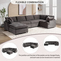 Modern Large U Shape Sectional Sofa, With Removable Ottomans For Living Room 6 Seater Gray Polyester 6 Seat