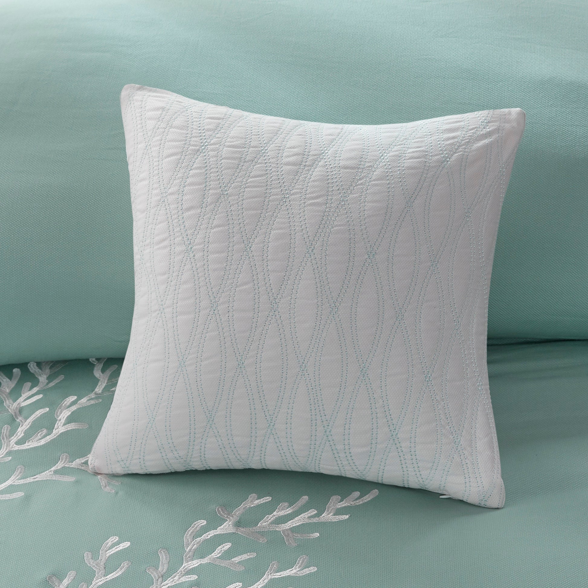 Oversized Cotton Jacquard Comforter Set Aqua King King Aqua Cotton