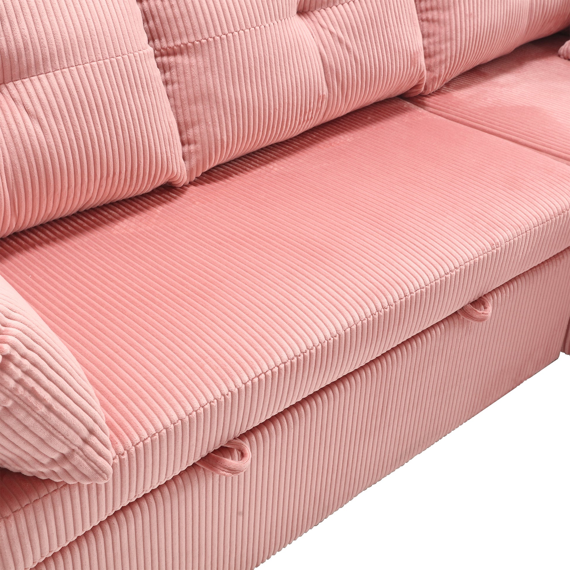 United We Win Furniture, Modular L Shaped Sofa, Modular Long Sofa With Reversible Chaise Lounge, Sofa Bed, Sleeper Sofa, Modular Sofa Combination With Storage Seats. Pink Velvet 3 Seat