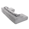 Arrived 131'' Modular Sectional Couch, U Shaped Sofachaise Lounge, Striped Fabric,Upholstered 4 Seater Couch For Living Room, Bedroom, Free Combination Sofa Corduroy , Gray Gray Polyester Primary Living Space Soft Modern Square Arms Foam Upholstered 4
