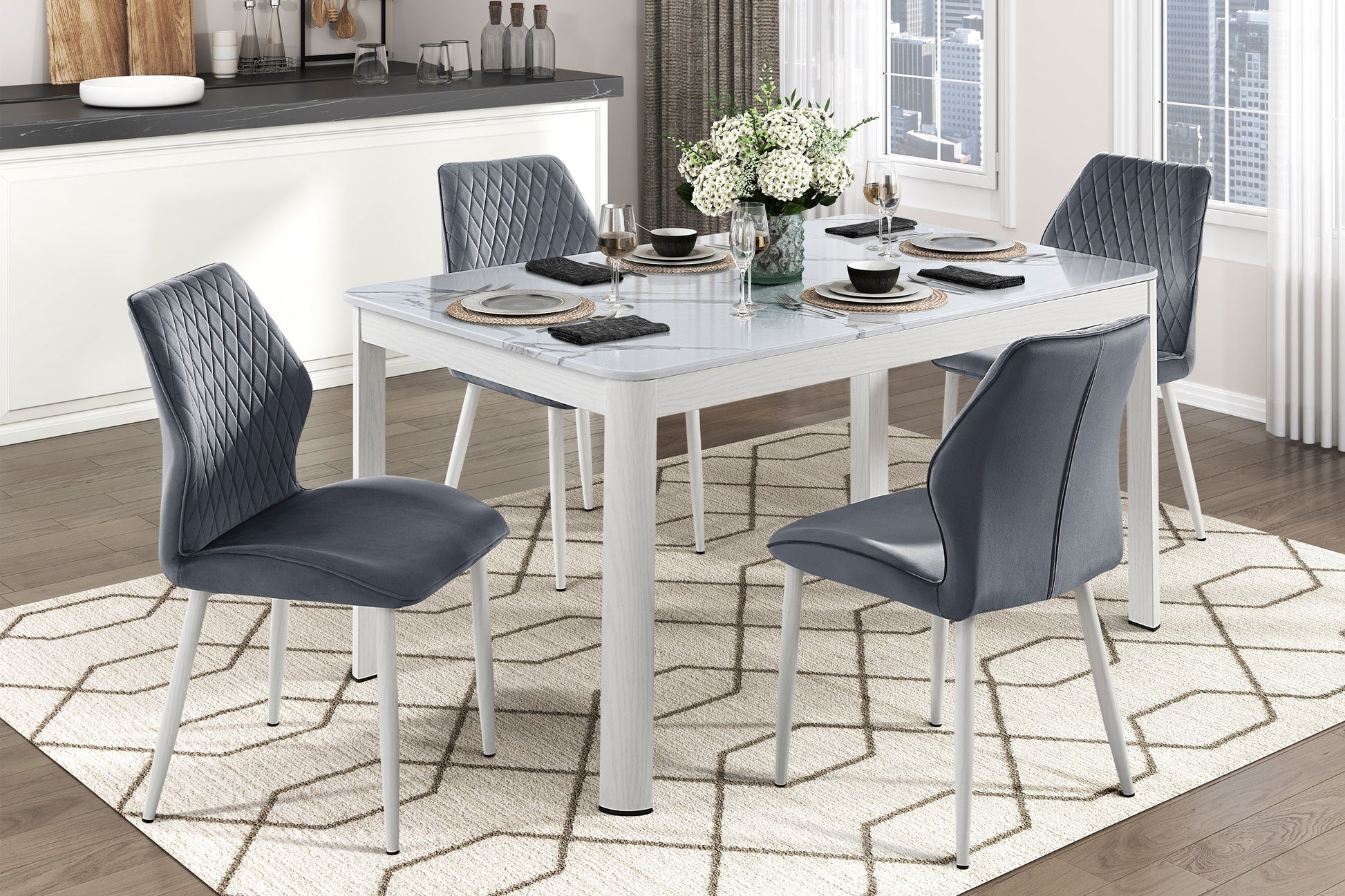 Modern Dining Side Chairs Set Of 2, Dark Gray Velvet Upholstered White Metal Legs Furniture Dark Gray Dining Room Modern,Ultra Modern Side Chair Metal