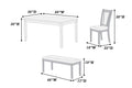 Beautiful Dining Room Furniture Walnut Black 6Pcs Set Dining Table 4X Side Chairs Bench Unique Design Back Chair Brown Wood Dining Room Bench Seating Rectangular Dining Table With Chair And Bench