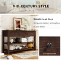 Retro Design Console Table With Two Open Shelves, Pine Solid Wood Frame And Legs For Living Room Espresso Espresso Solid Wood Mdf