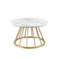 Modern Round Coffee Table With Metal Base White Marble Gold White Marble Mdf Mdf