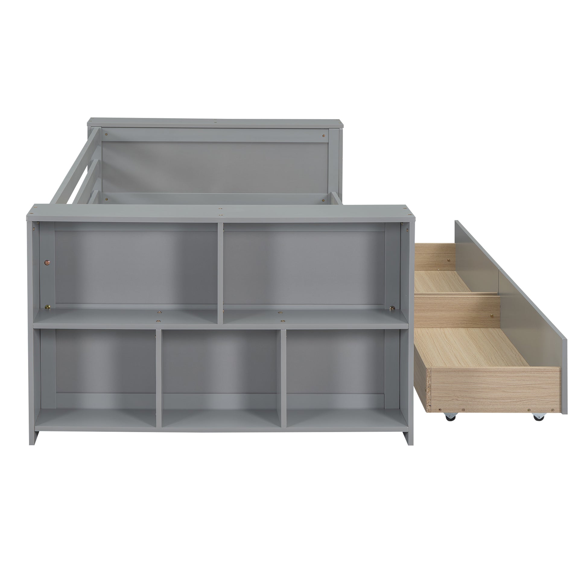 Twin Size Daybed With Shelves And Drawers, Gray Twin Gray Pine