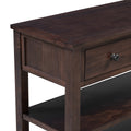 Retro Design Console Table With Two Open Shelves, Pine Solid Wood Frame And Legs For Living Room Espresso Espresso Solid Wood Mdf