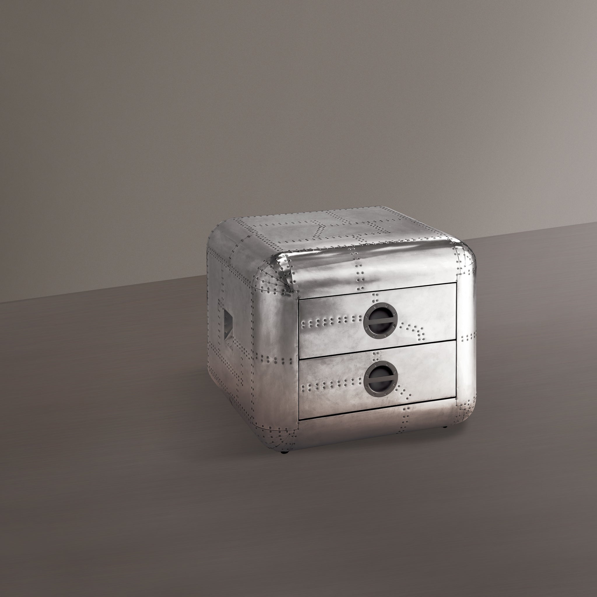 Aluminum 2 Drawer End Table Silver Primary Living Space Drawers Rectangular Wood Metal