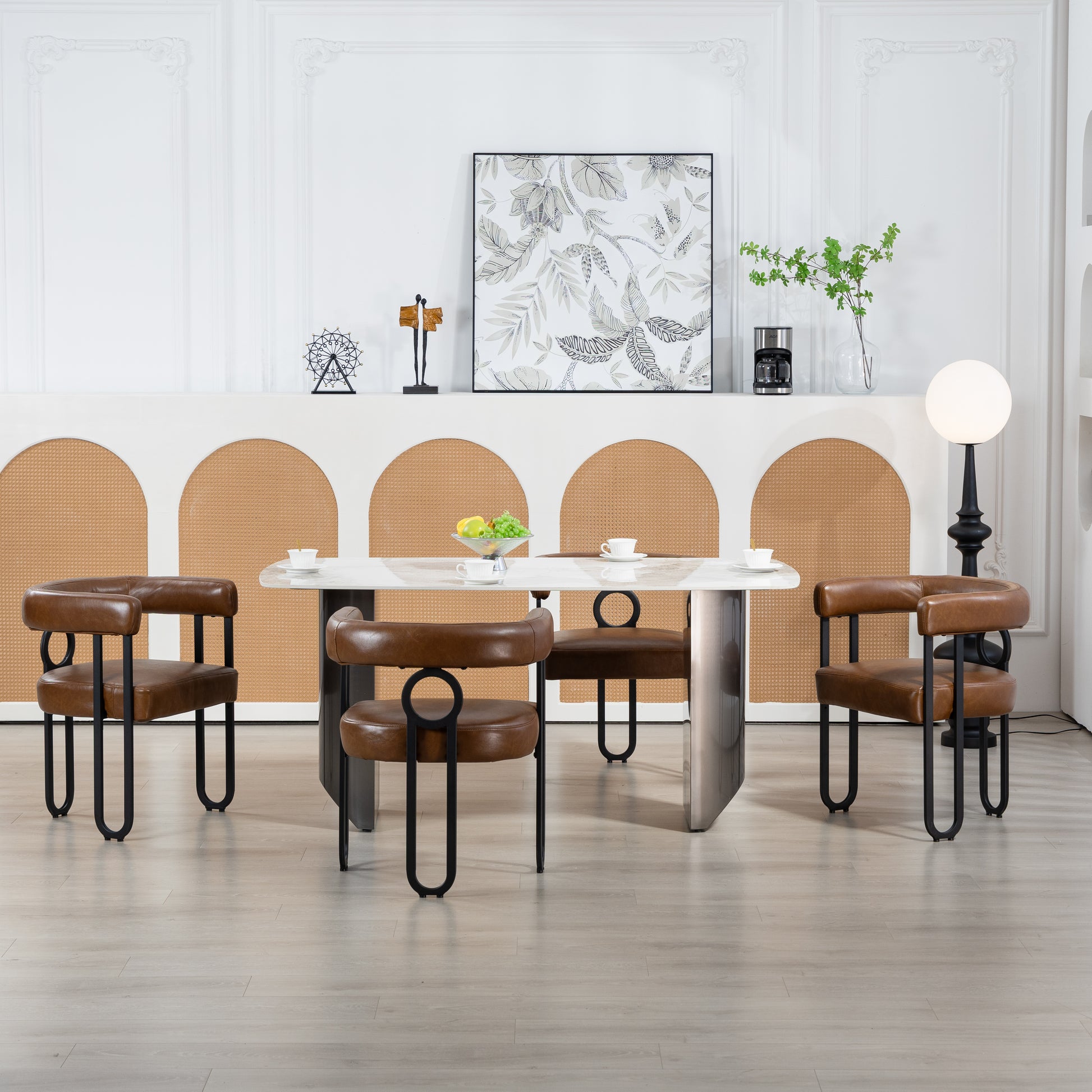 Coolmore Contemporary Designed Pu Fabric Upholstered Accent Dining Chair Barrel Side Chairs Kitchen Armchair For Living Room Set Of 2 Light Brown Pu Light Brown Dining Room Foam Pu Leather