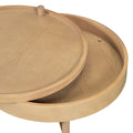 Modern Round Wood Rotating Tray Coffee Table With Storage & Metal Legs In Natural Natural Metal,Rubber Wood