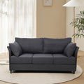 Modern Detachable Sofa 3 Seater Sofa Couches With Metal Frame For Living Room Apartment Bedroom,Linen,Dark Gray Dark Gray Linen 3 Seat