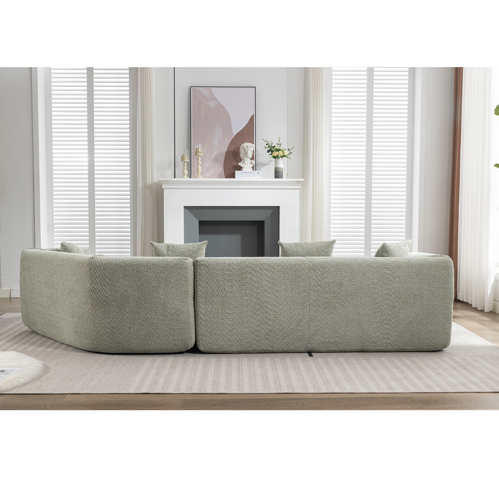 And Upgraded Extended Edition Modular Sofamodern Minimalist Style Sofa, Upholsteredfree Combination, Round Fiber Fabric, Anti Wrinkle Fabric,Dimension Extension,Green Green Polyester Primary Living Space Medium Soft Tight Back Modern Flared Arms Fiber