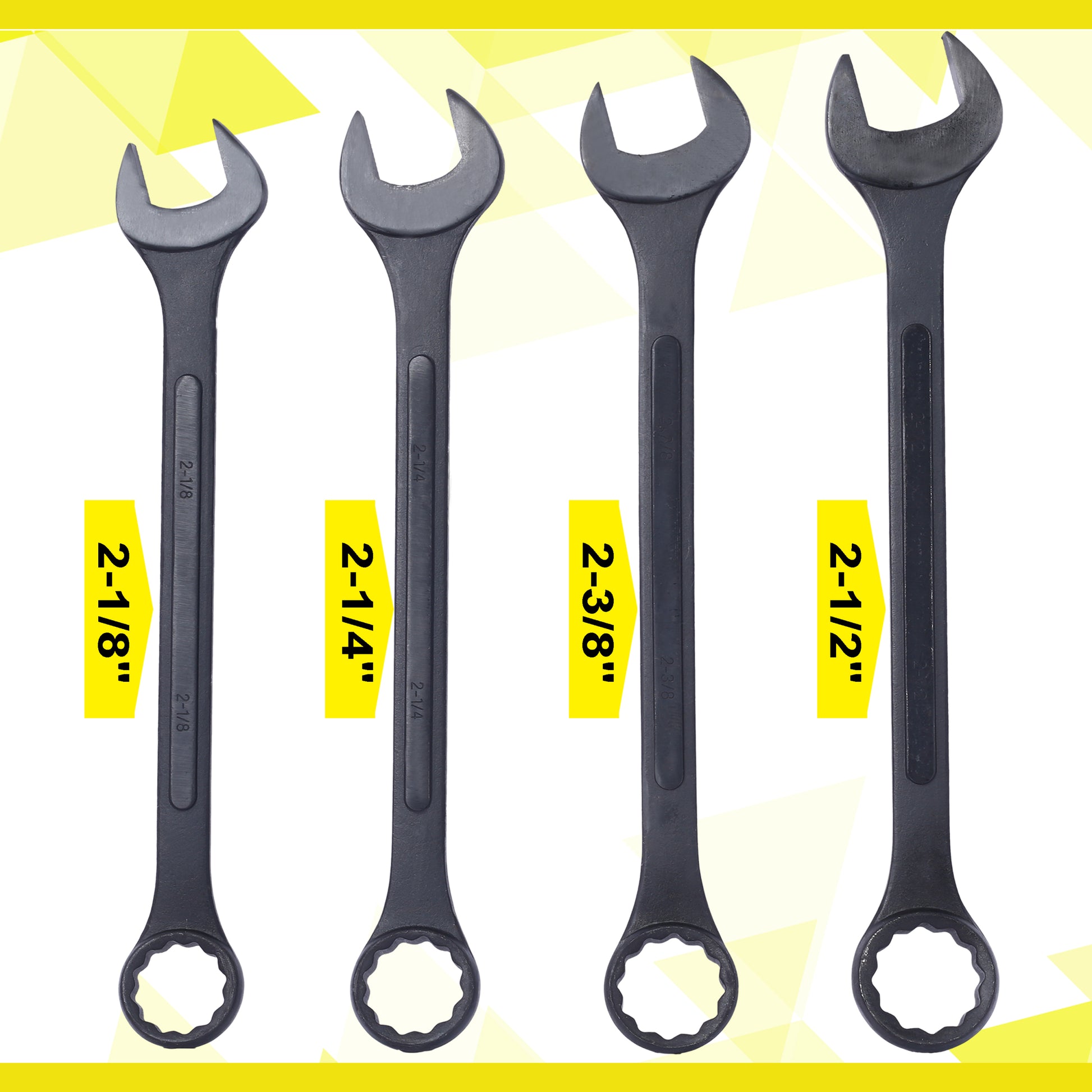 Sae Jumbo Combination Wrench Set Extra Large, 4 Piece ,Storage Bag Included ,Black Oxide Black Carbon Steel