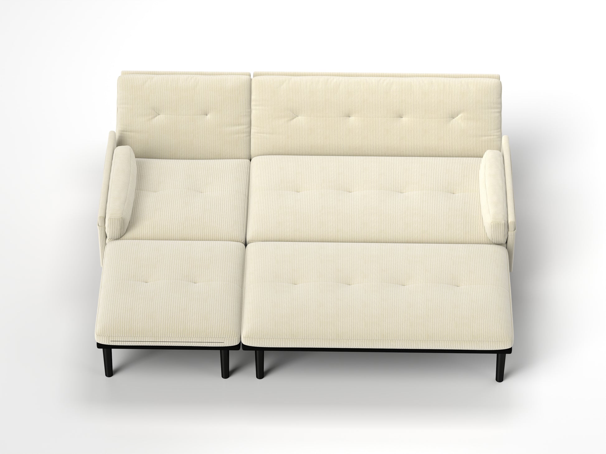 Ivory Corduroy Sectional Sofa: Convertible 3 Seater Sofa, L Shaped Sofa, And Bed Ivory Velvet Metal Primary Living Space Medium Soft Loose Back Pillow Top Arms Foam Fabric Metal 3 Seat