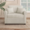 Chenille Convertible Sleeper Chair With Adjustable Backrest, 3 In 1 Lounger Chair Turns Into Bed, Single Bed For Living Room, Beige Beige Chenille