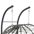 2 Persons Egg Chair With Stand Indoor Outdoor Swing Chair Patio Wicker Hanging Egg Chair Hanging Basket Chair With Stand For Bedroom Living Room Balcony Gray Steel