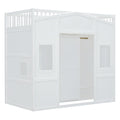 Twin Size House Loft Bed With Ladder And Wardrobe White Twin White Solid Wood